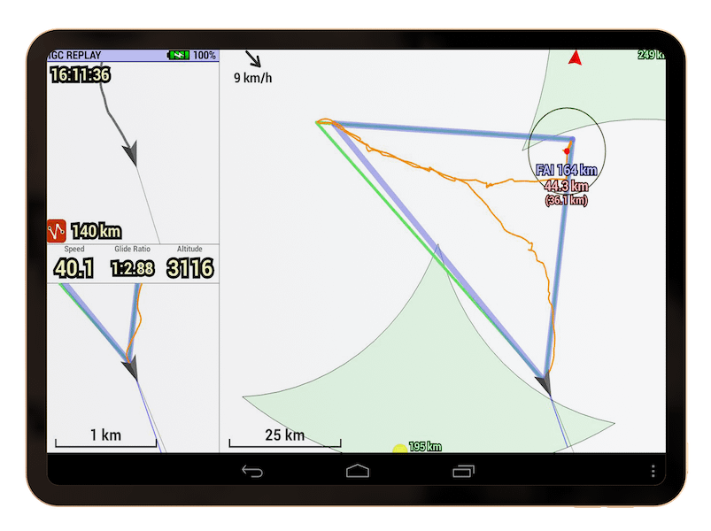 XCTrack on Android tablet
