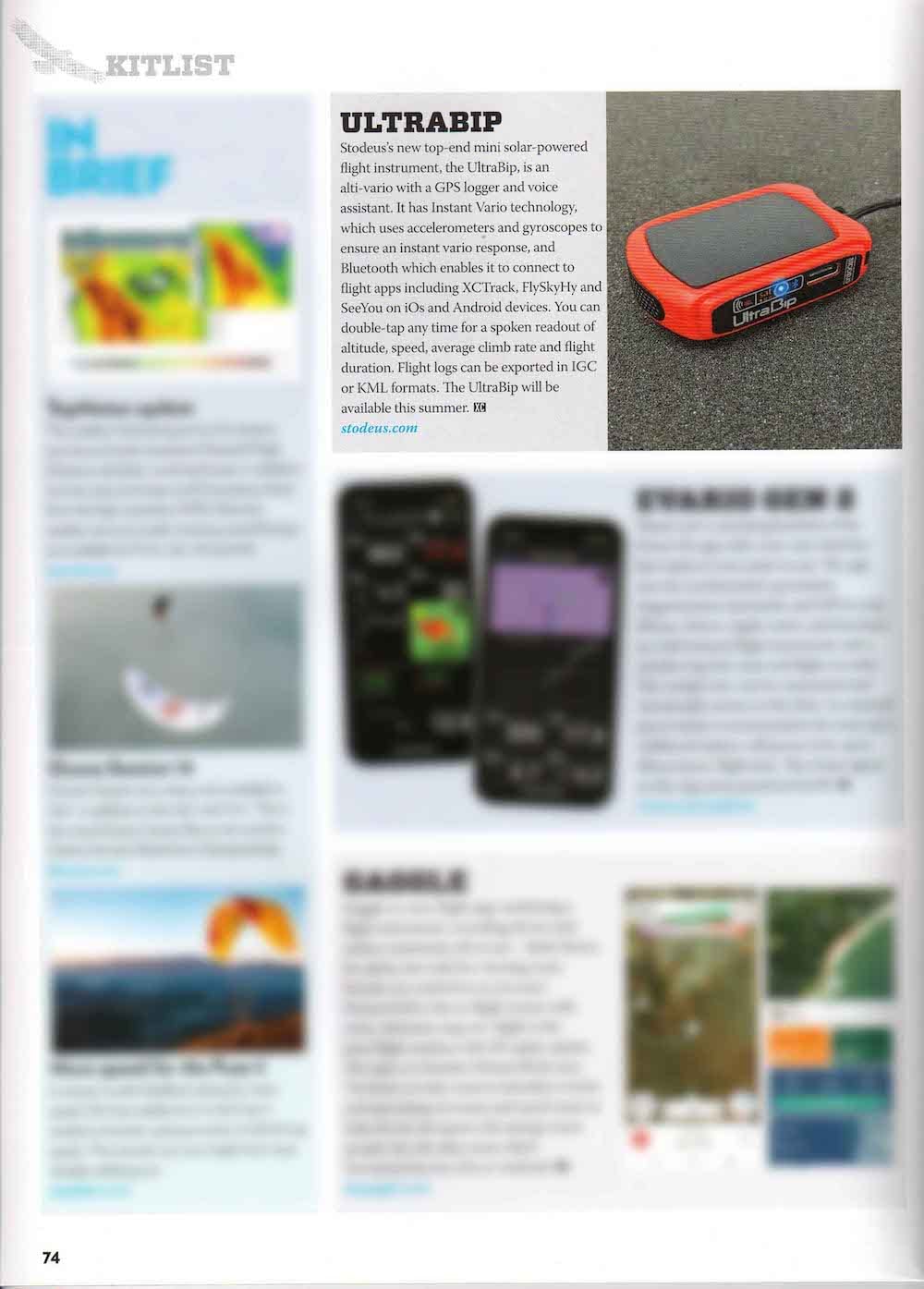 UltraBip solar GPS vario Bluetooth is featured in Cross Country Magazine